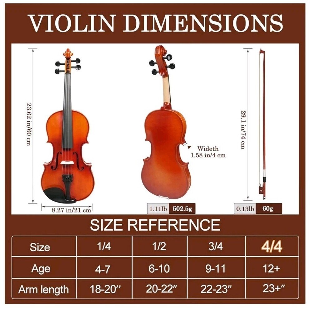 DIGERVY Violin 4/4 Full Size Kit for Beginners and Adults Maple & Spruce Wood - Picture 2 of 14
